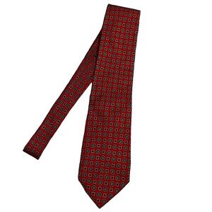 Harold's Vintage Red, White & Navy Print Silk Tie